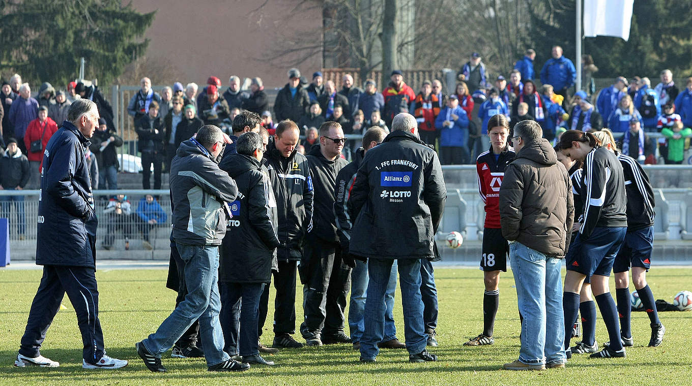 Kick off in Potsdam was delayed by an hour due to pitch conditions © Alfred Harder