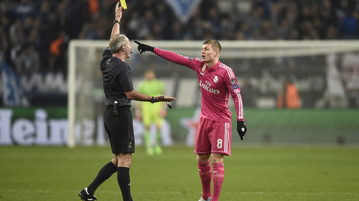 World Champions Kroos was booked early on by referee Martin Atkinson © Getty Images