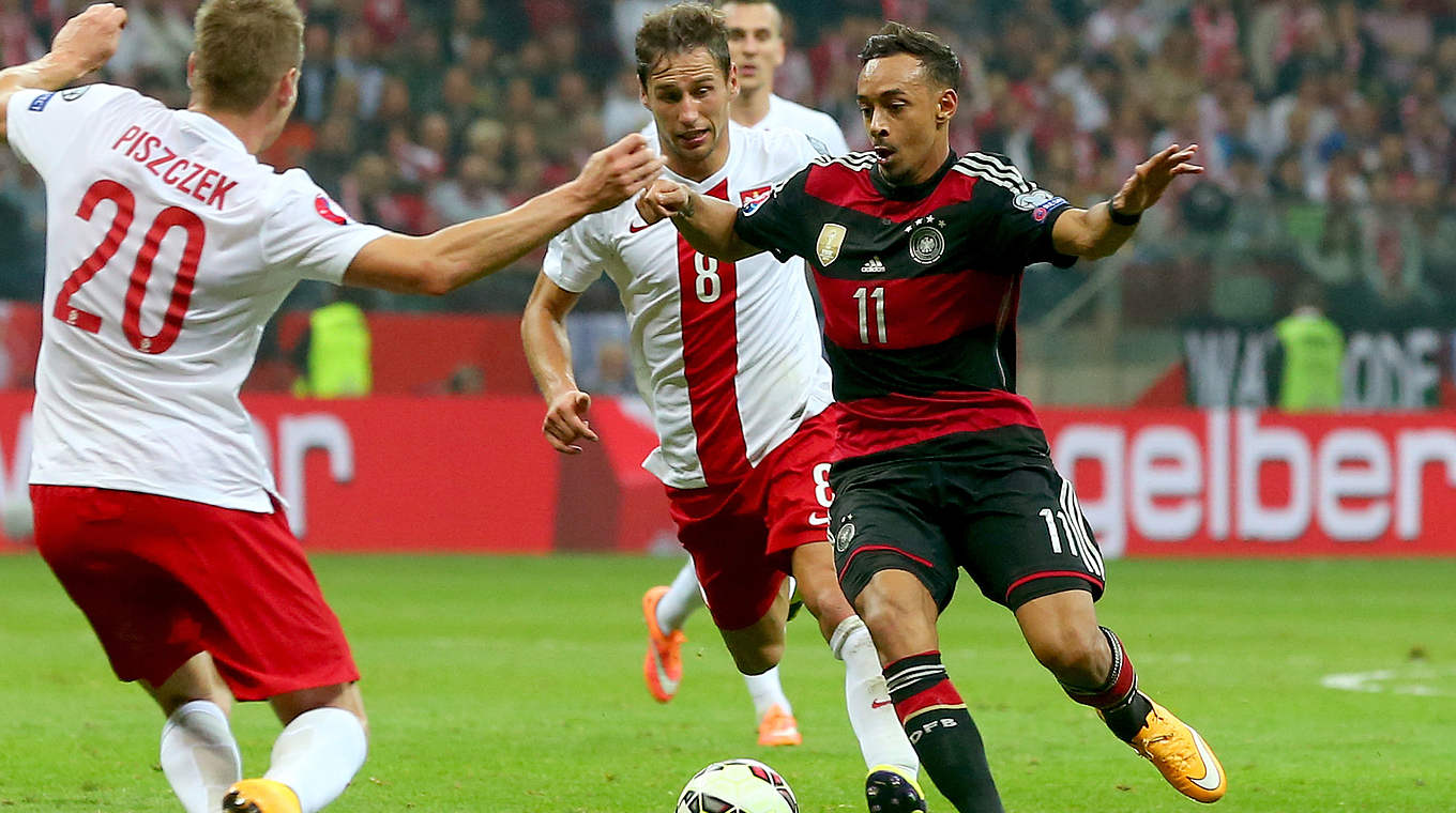 Länderspieldebüt gegen Polen "war ganz okay": Karim Bellarabi (r.) im Oktober 2014 © 2014 Getty Images