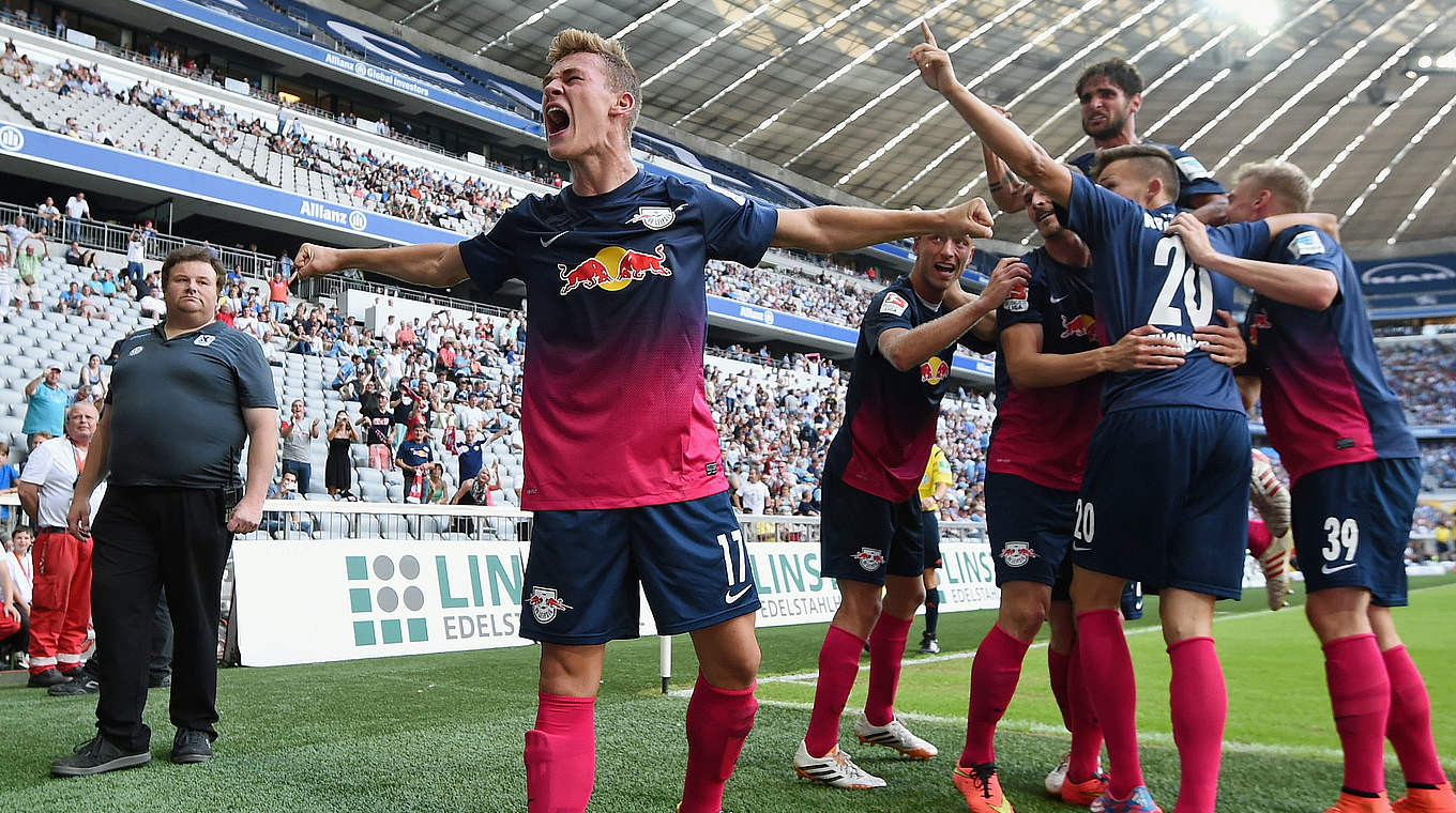 Wollen auch gegen Wolfsburg jubeln: Kimmich und RB Leipzig © 2014 Getty Images