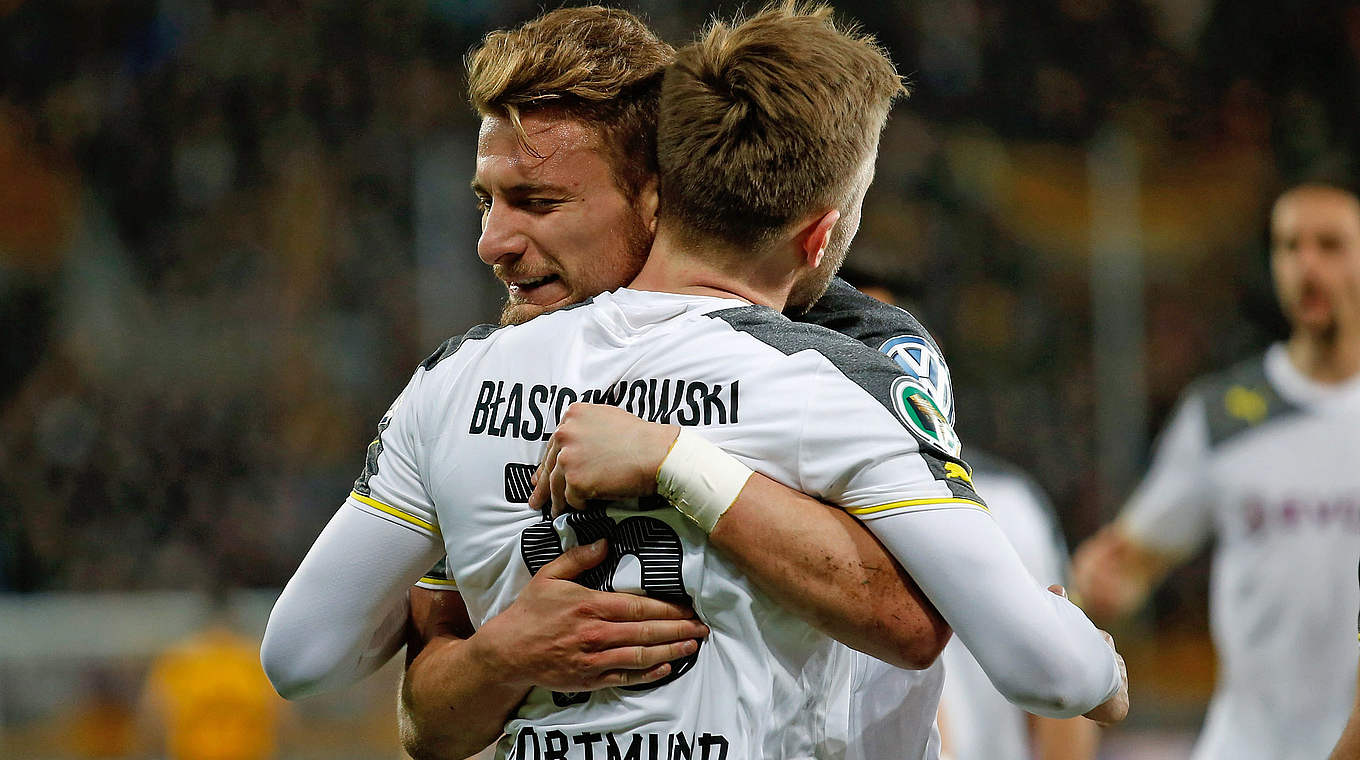Immobile and Kuba relieved after win  © 2015 Getty Images