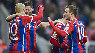 Die Tormaschinen: Arjen Robben (l.), Robert Lewandowski (m.) und Mario Götze (r.) © 2015 Getty Images