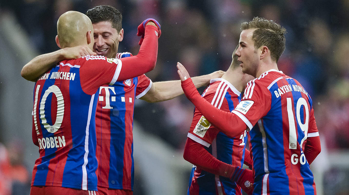 Die Tormaschinen: Arjen Robben (l.), Robert Lewandowski (m.) und Mario Götze (r.) © 2015 Getty Images