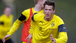 Nach einem Faserriss im Adduktorenbereich nun im Aufbautraining: Erik Durm © 2015 Getty Images