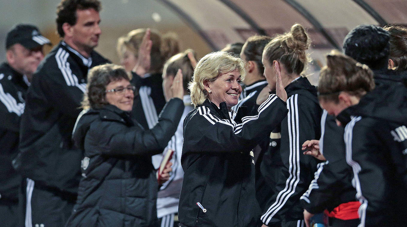Bundestrainerin Silvia Neid (M.) übers 3:1 gegen Brasilien: "Das war wirklich perfekt" © 2015 Getty Images