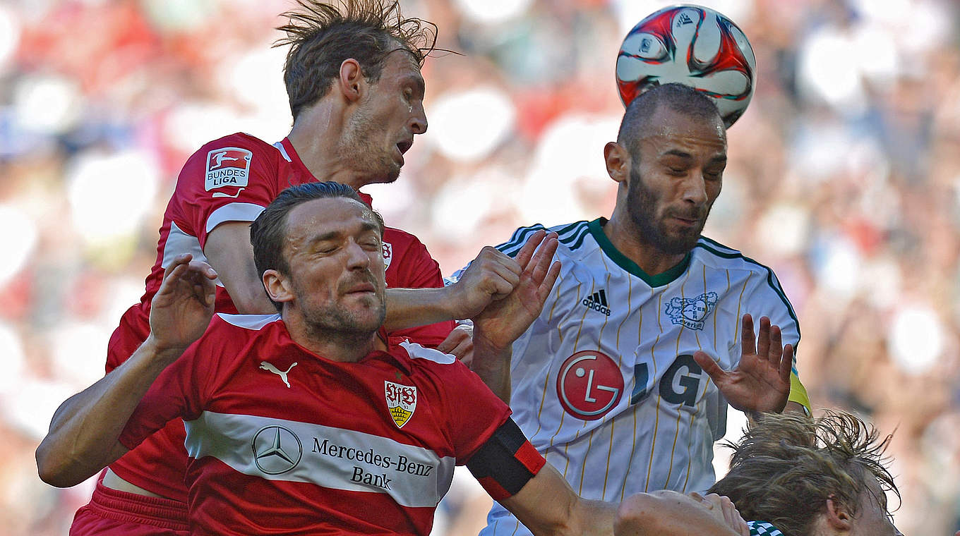 Niedermeier, Gentner and Toprak all with their eyes on the ball © 2014 Getty Images