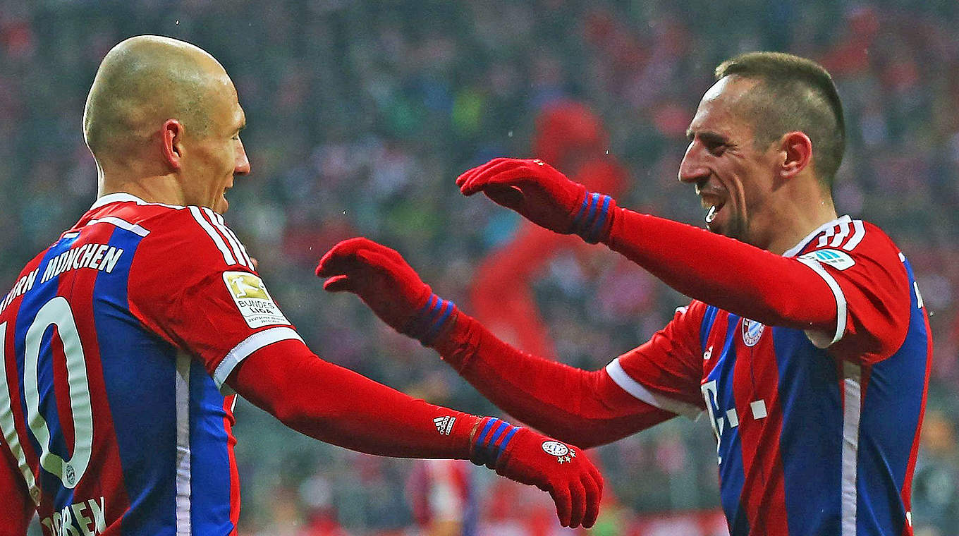Erst gejubelt, dann verletzt ausgewechselt: Robben (l.) und Ribéry gegen Donezk © 2015 Getty Images
