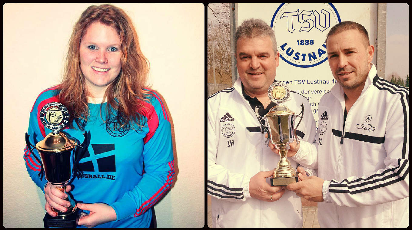 Die "Amateure des Jahres 2014": Nantke Penner und Perica Lekavski (ganz rechts) © FUSSBALL.DE