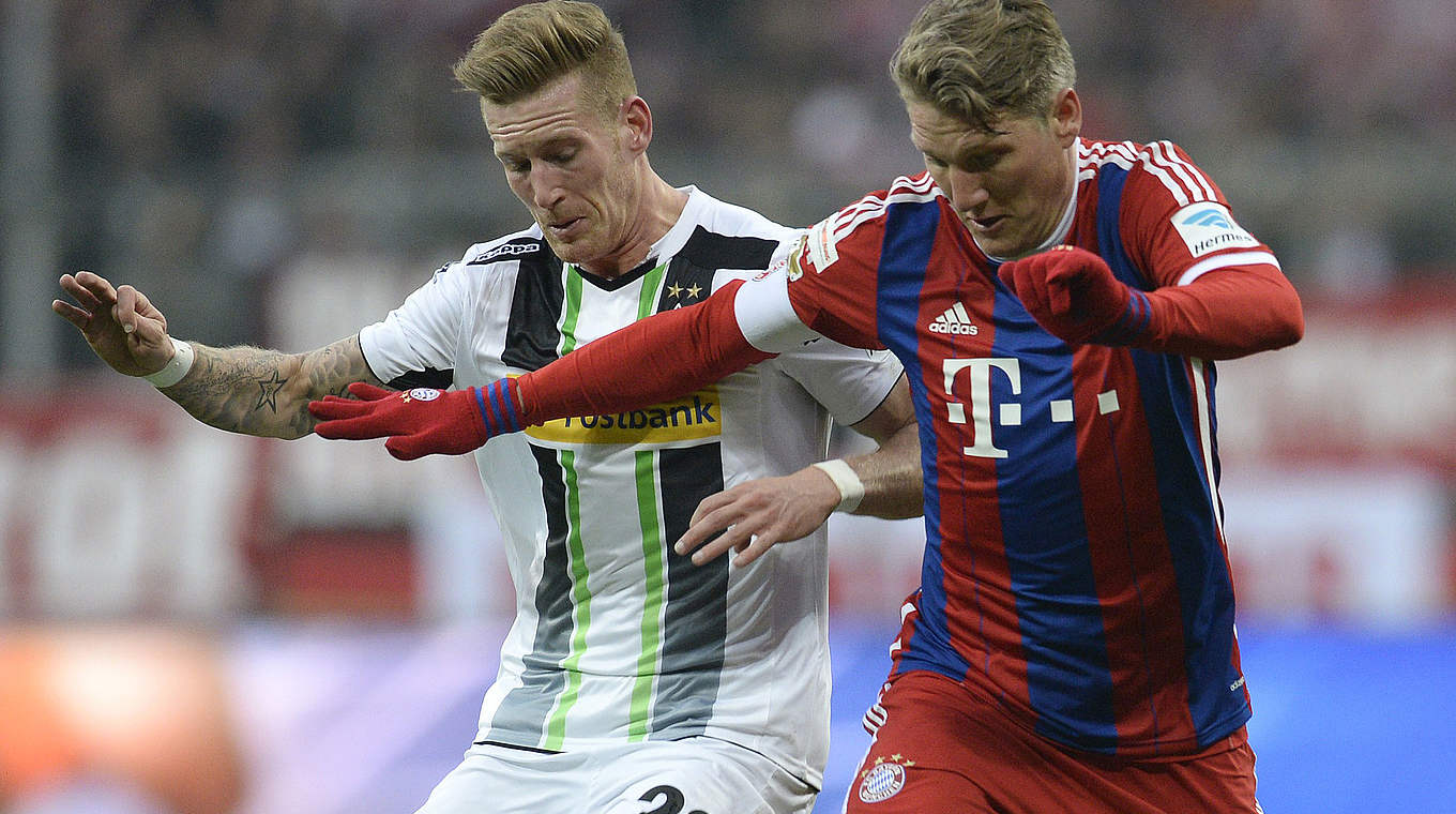 Nationalspieler unter sich: Gladbachs Hahn und Weltmeister Schweinsteiger © AFP/GettyImages