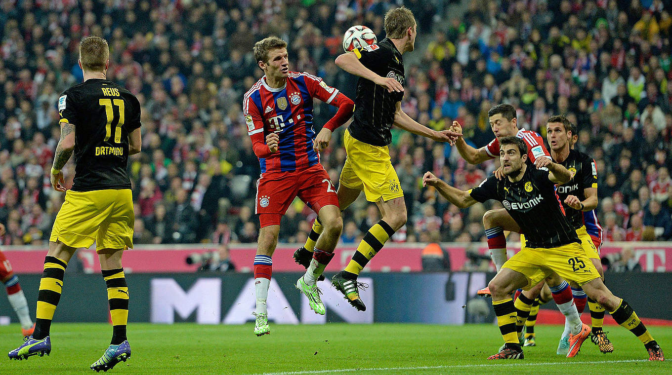 Wiedersehen in Dortmund: Bayerns Thomas Müller und Sven Bender vom BVB © 2014 Getty Images for MAN