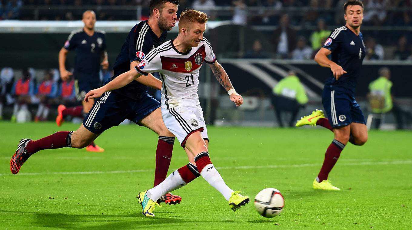 Rückspiel: Marco Reus will mit der DFB-Auswahl drei Punkte in Glasgow holen. © Getty Images