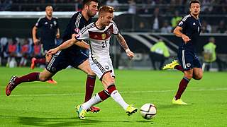 Rückspiel: Marco Reus will mit der DFB-Auswahl drei Punkte in Glasgow holen. © Getty Images