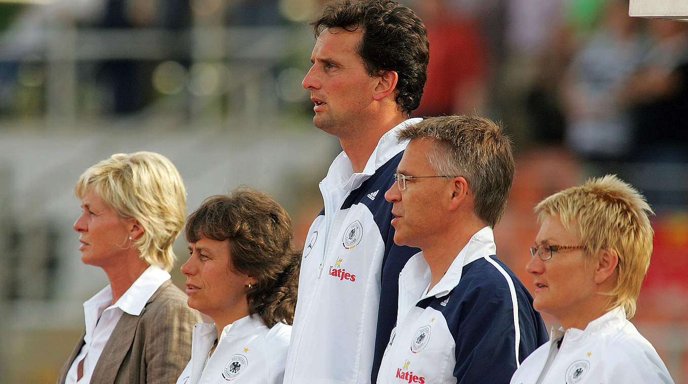 Seit 2007 im Team mit Silvia Neid und Ulrike Ballweg: Michael Fuchs (v.l.) © 2007 Getty Images