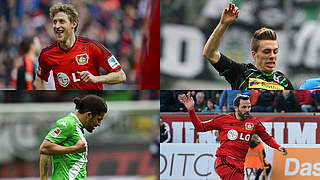 Vier Doppelpacker im Uhrzeigersinn (v.o.l.): Kießling, Herrmann, Castro, Rodriguez © 2015 Getty Images