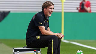 Mit Dortmund auf gutem dem Weg zur Titelverteidigung: Coach Hannes Wolf © 2014 Getty Images