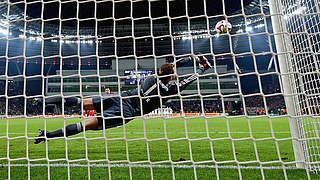 Neuer saved the first penalty from Drmic: 