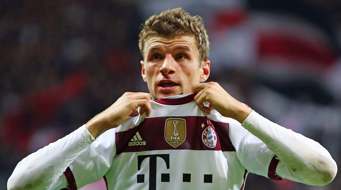 Thomas Müller is focused on Bayern's game against Eintracht Frankfurt © 2014 Getty Images