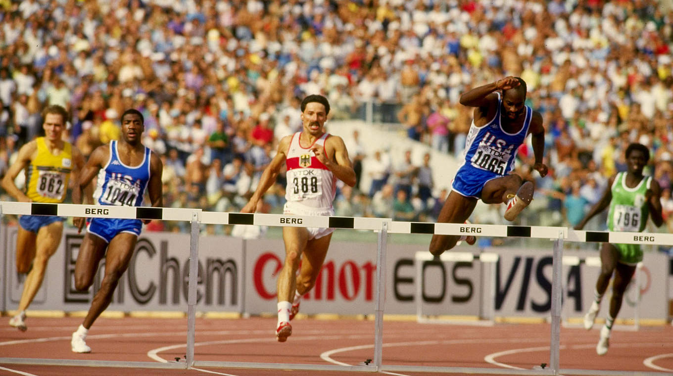 Edwin Moses and Harald Schmidt had many battles over the 400 metre hurdles © 