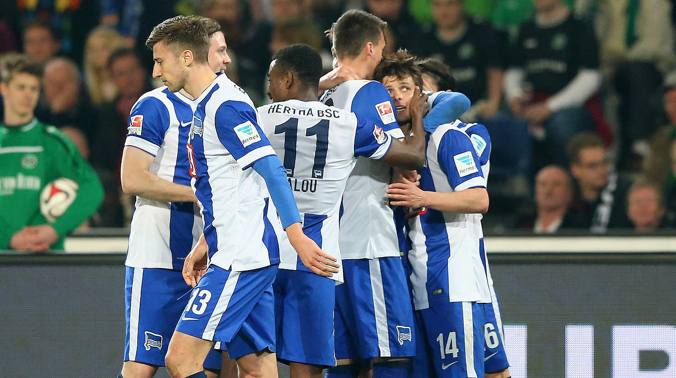 Valentin Stocker's stunning volley ensured Hertha made it six games unbeaten © 2015 Getty Images