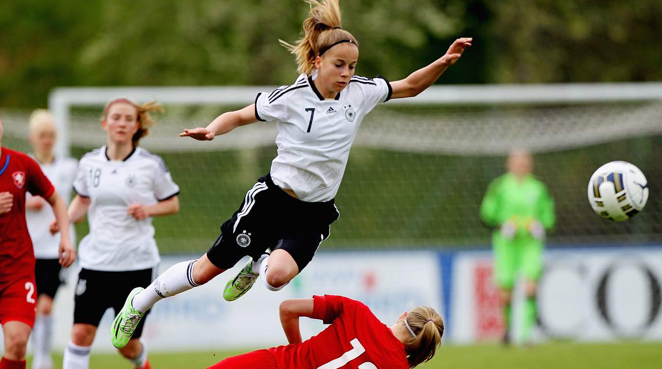 Julia Gwin is tackled during the Euro qualifier © Getty Images