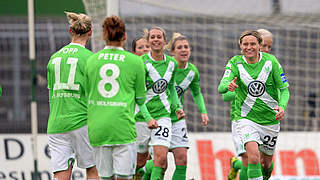 Wollen auch gegen Paris wieder jubeln: Die Frauen des VfL Wolfsburg © Jan Kuppert