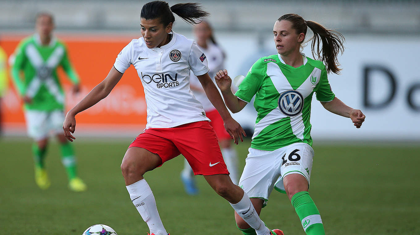 Abgeschirmt: Kezan Dali (l.) gegen Wolfsburgs Noelle Maritz © 2015 Getty Images