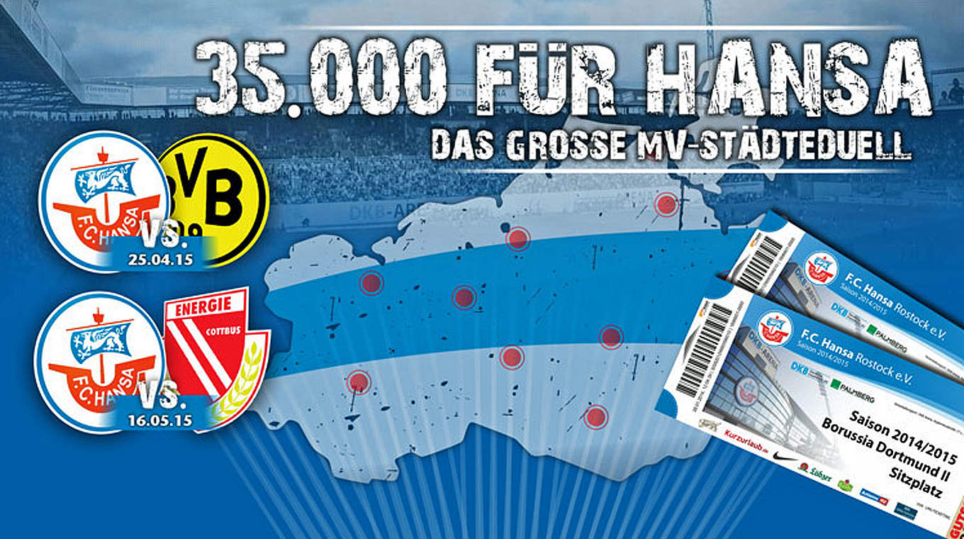Dem Gewinner winkt ein Freundschaftsspiel gegen Hansa: die Rostocker Ticketaktion © F.C. Hansa Rostock