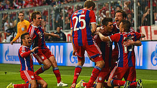 FC Bayern celebrating reaching the semi-finals © 2015 Getty Images