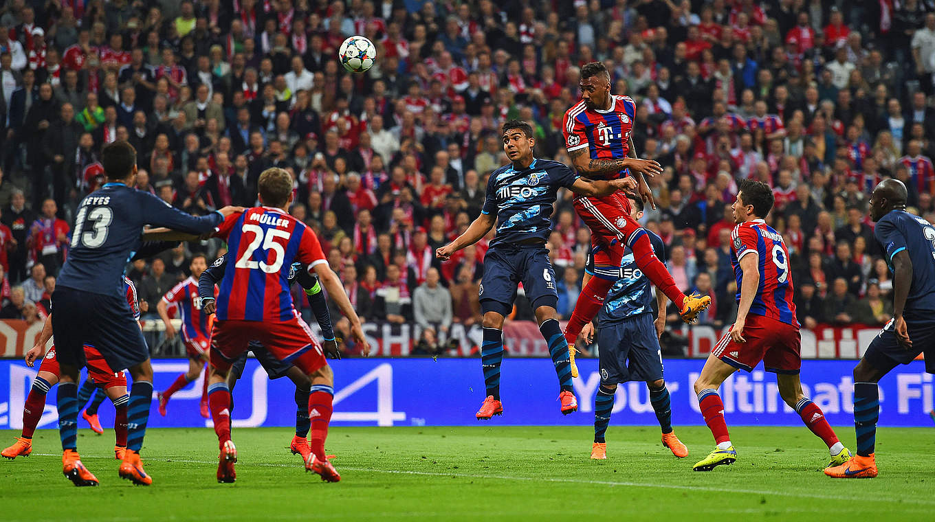 Jerome Boateng leaps higher than the rest to make it 2-0 © 2015 Getty Images