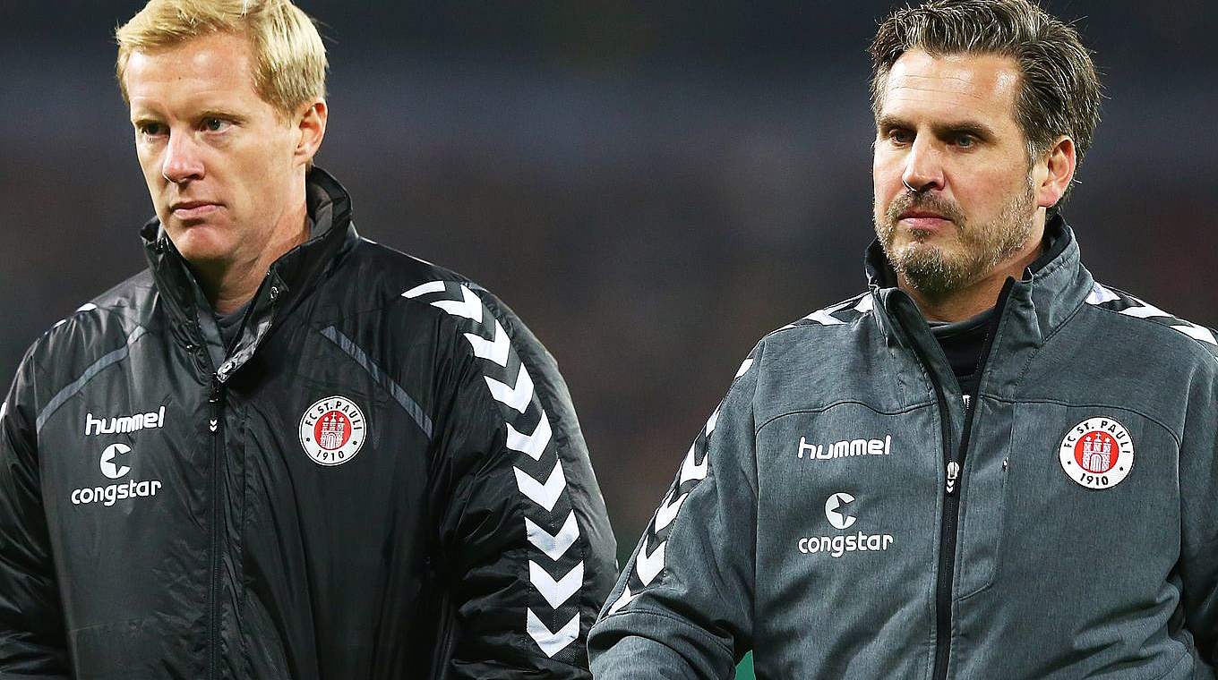 Immer noch bei St. Pauli tätig: Timo Schultz (l.), hier mit Thomas Meggle © 2014 Getty Images