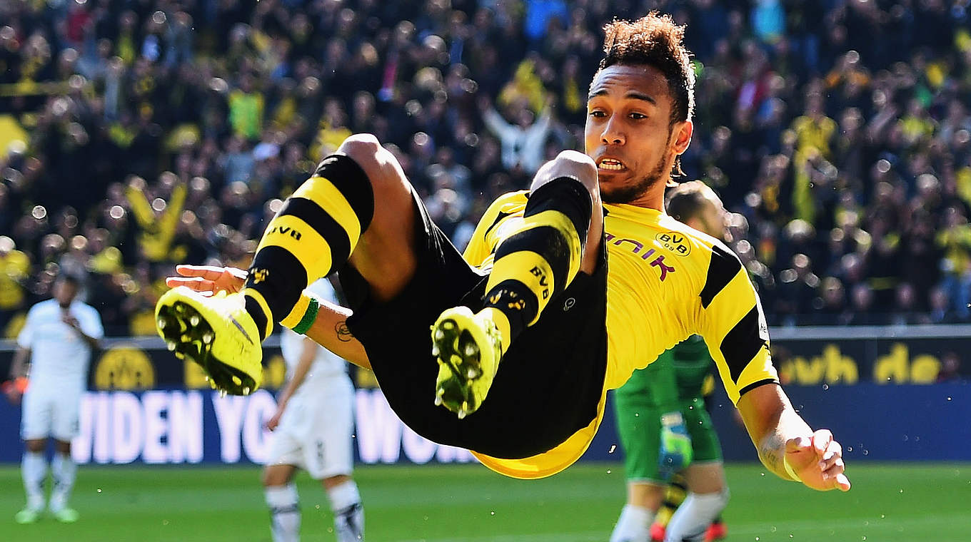 Pierre-Emerick Aubameyang was involved in both of Dortmund's goals © 2015 Getty Images