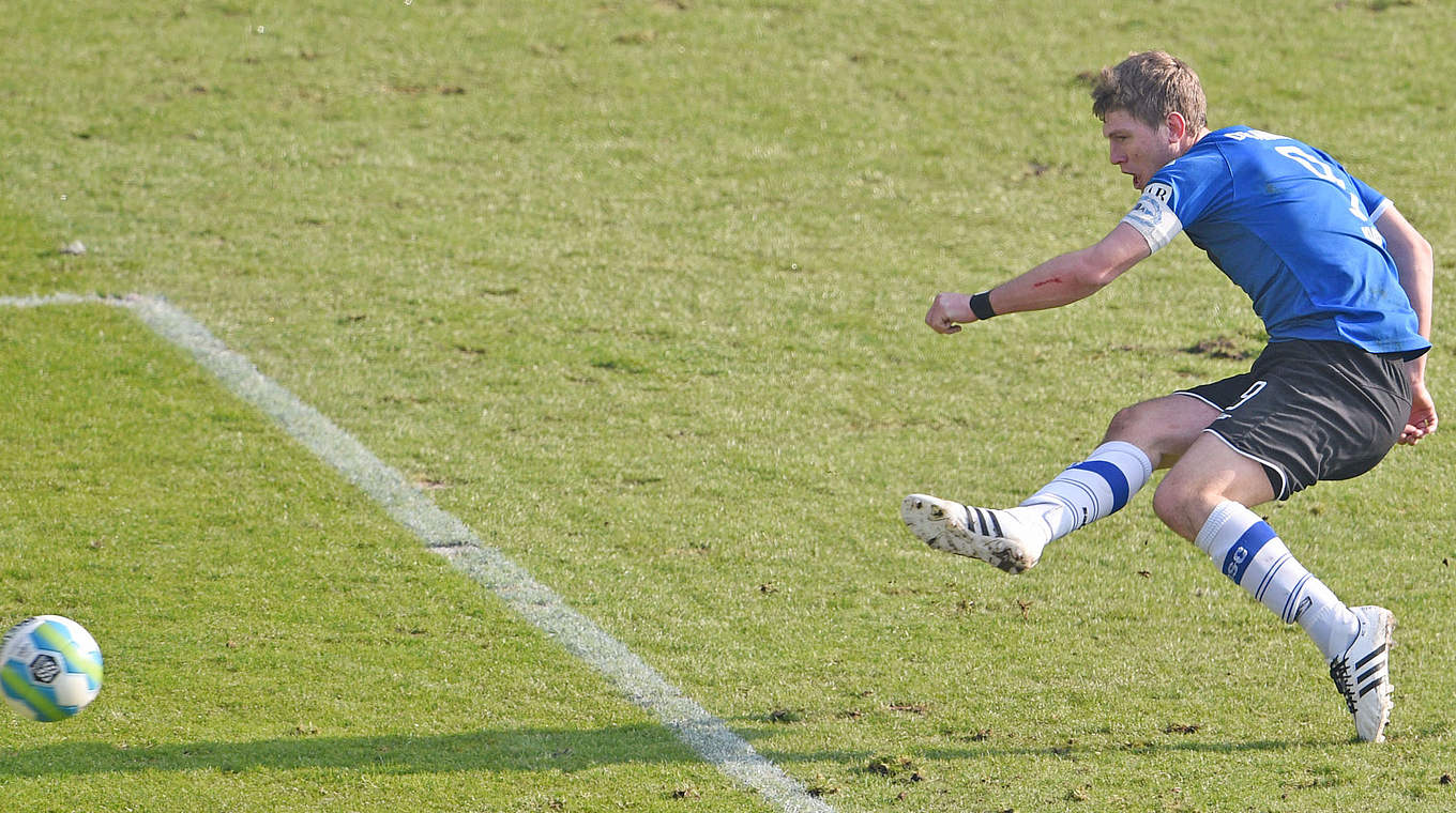 Bester Torschütze der 3. Liga: Bielefelds Kapitän Fabian Klos © 2015 Getty Images