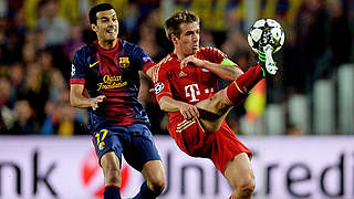 Traf mit den Bayern bereits 2013 im Halbfinale auf den FC Barcelona: Philipp Lahm (r.) © 2013 Getty Images