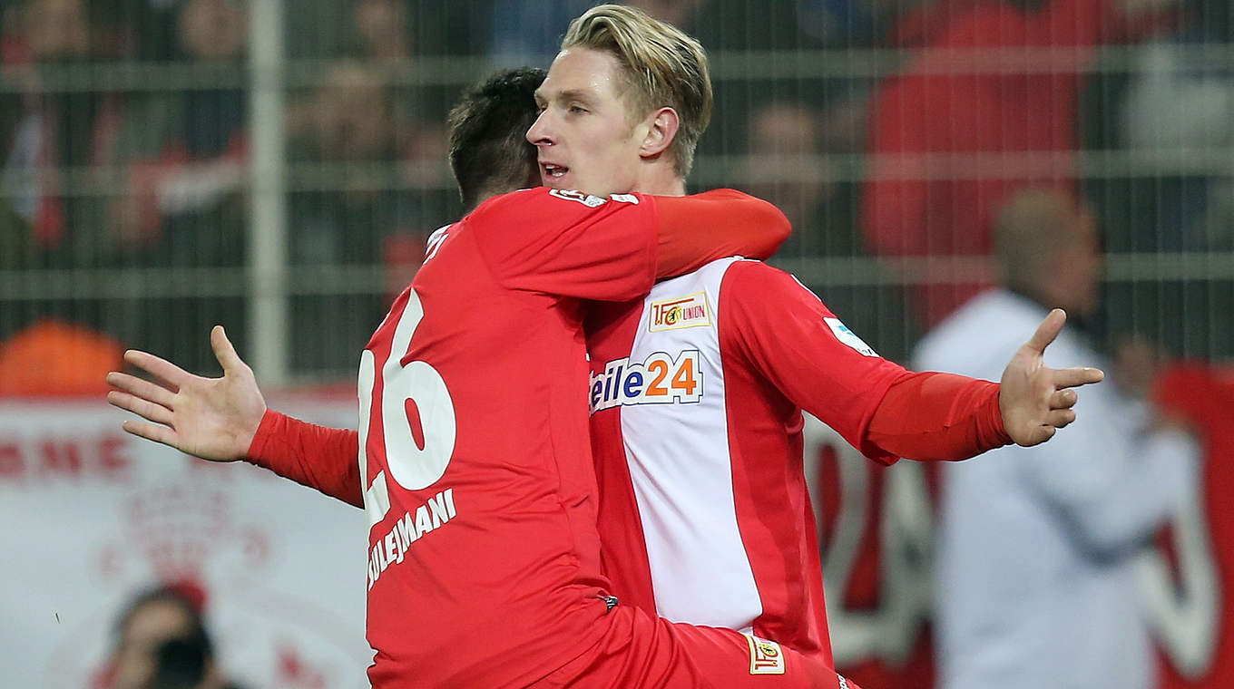 Sebastian Polter scored twice in Union Berlin's 3-0 win over 1860 München © 2015 Getty Images