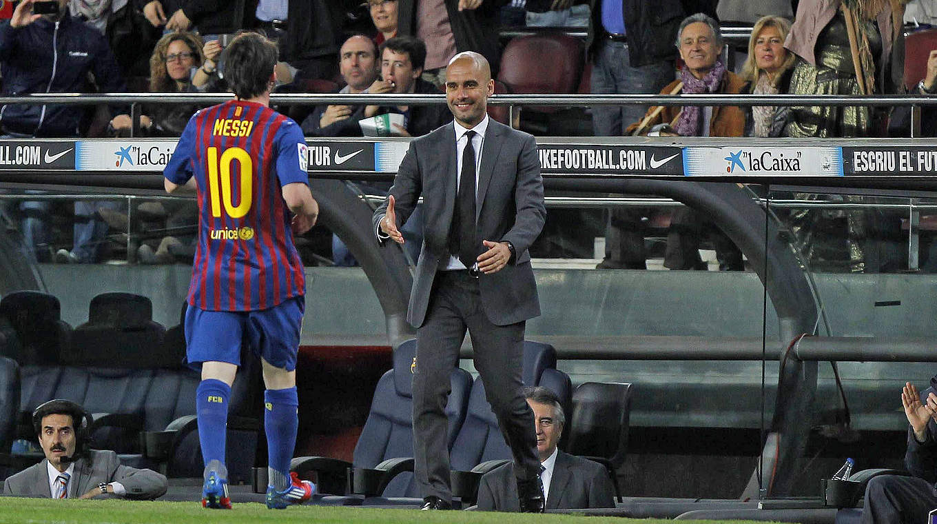 "I learnt a lot from Guardiola": Messi with the former Barca manager in 2012 © imago sportfotodienst