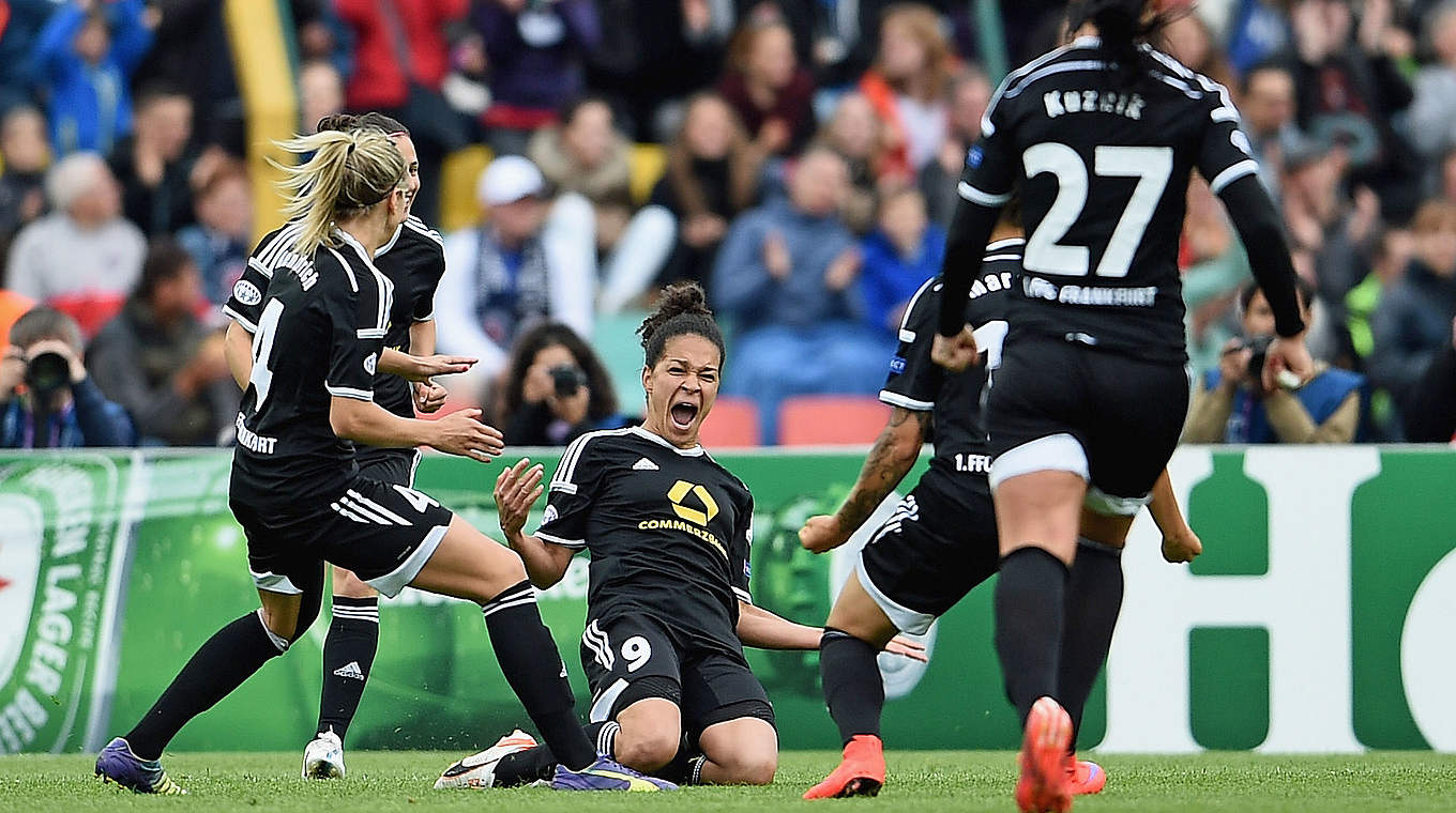 Celia Sasic celebrates putting Frankfurt 1-0 up © 2015 Getty Images