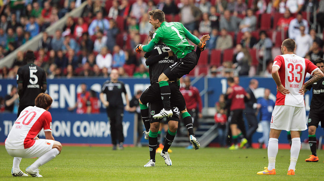 Ron-Robert Zieler was relieved after Hannover's important win © 2015 Getty Images