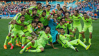 Grenzenloser Jubel nach dem Titelgewinn: FC Barcelona © 2015 Getty Images