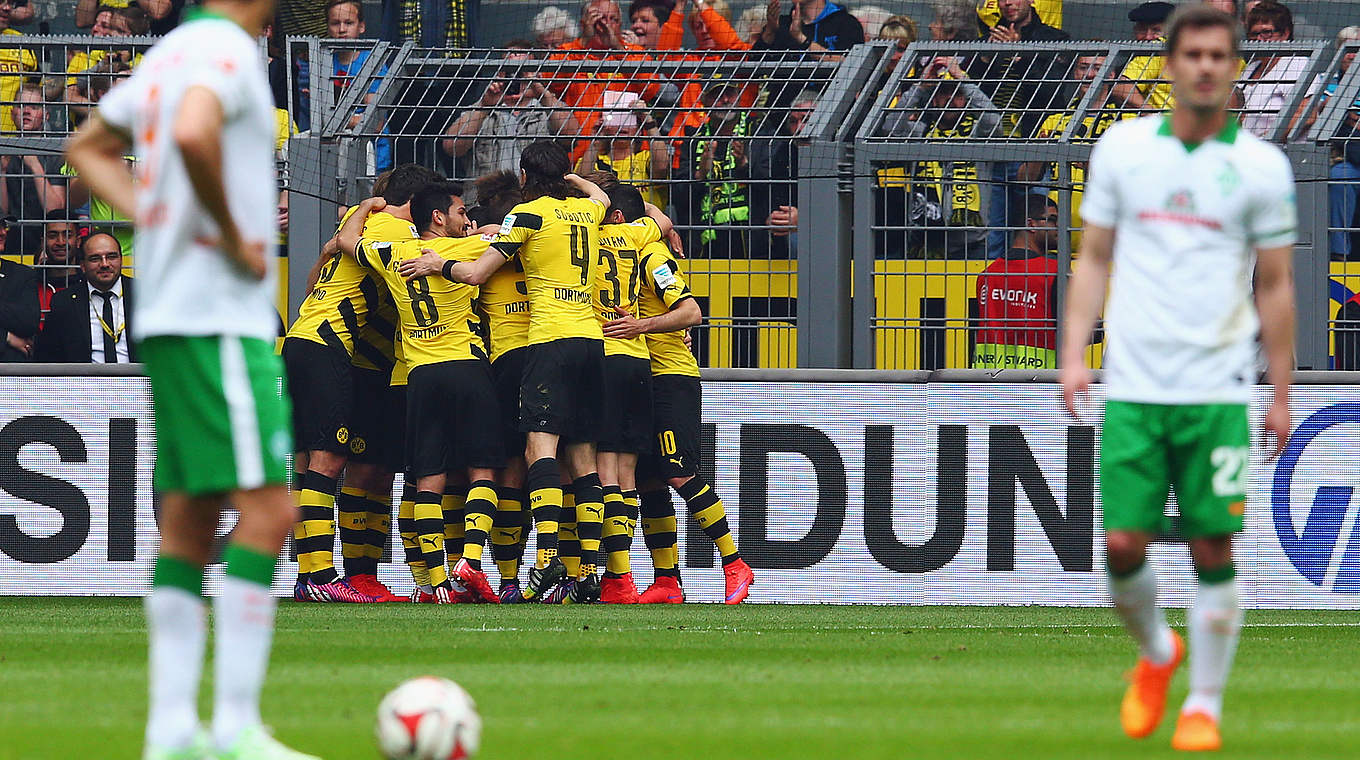 Klopp's men won 3-2 against Bremen on matchday 34 © 2015 Getty Images