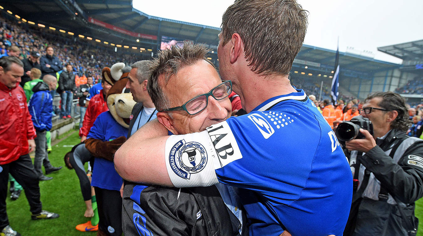 Meier (l.): "Es war eine tolle Saison für Arminia" © 2015 Getty Images