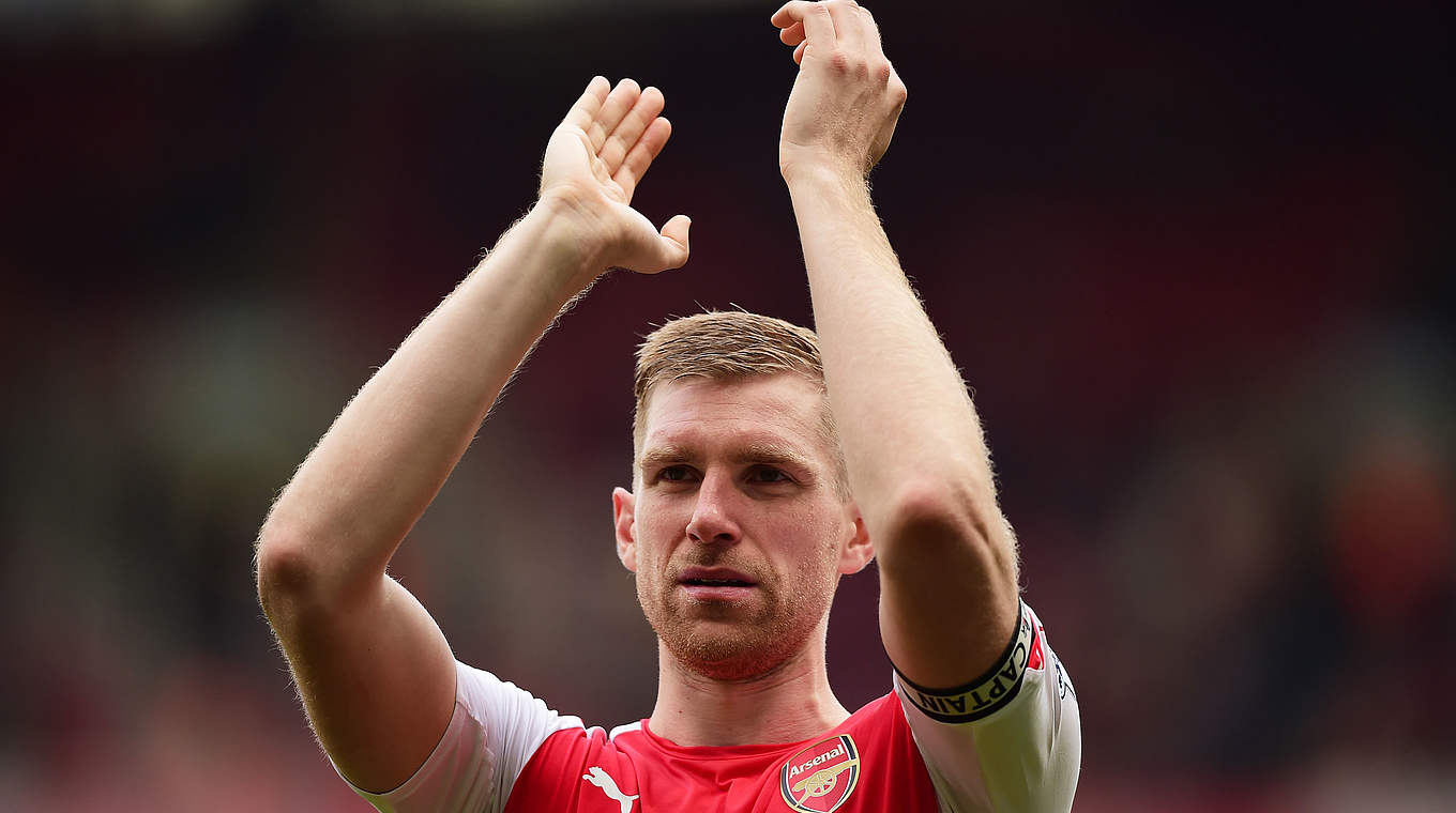 Per Mertesacker may lead Arsenal onto the pitch as captain. © 2015 Getty Images