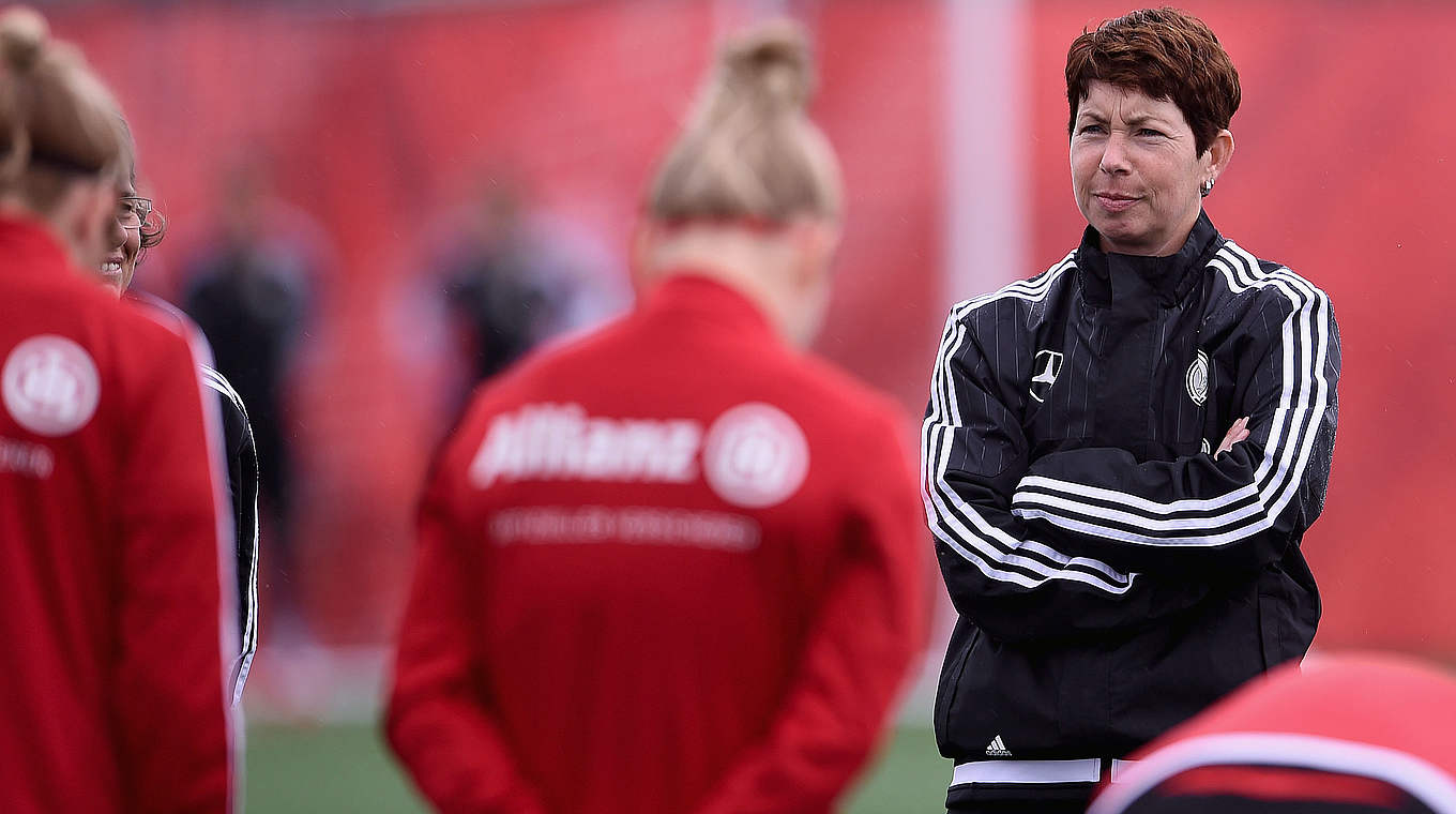 Germany Women's U19s coach Maren Meinert will take 18 players to the EUROs © 2015 Getty Images