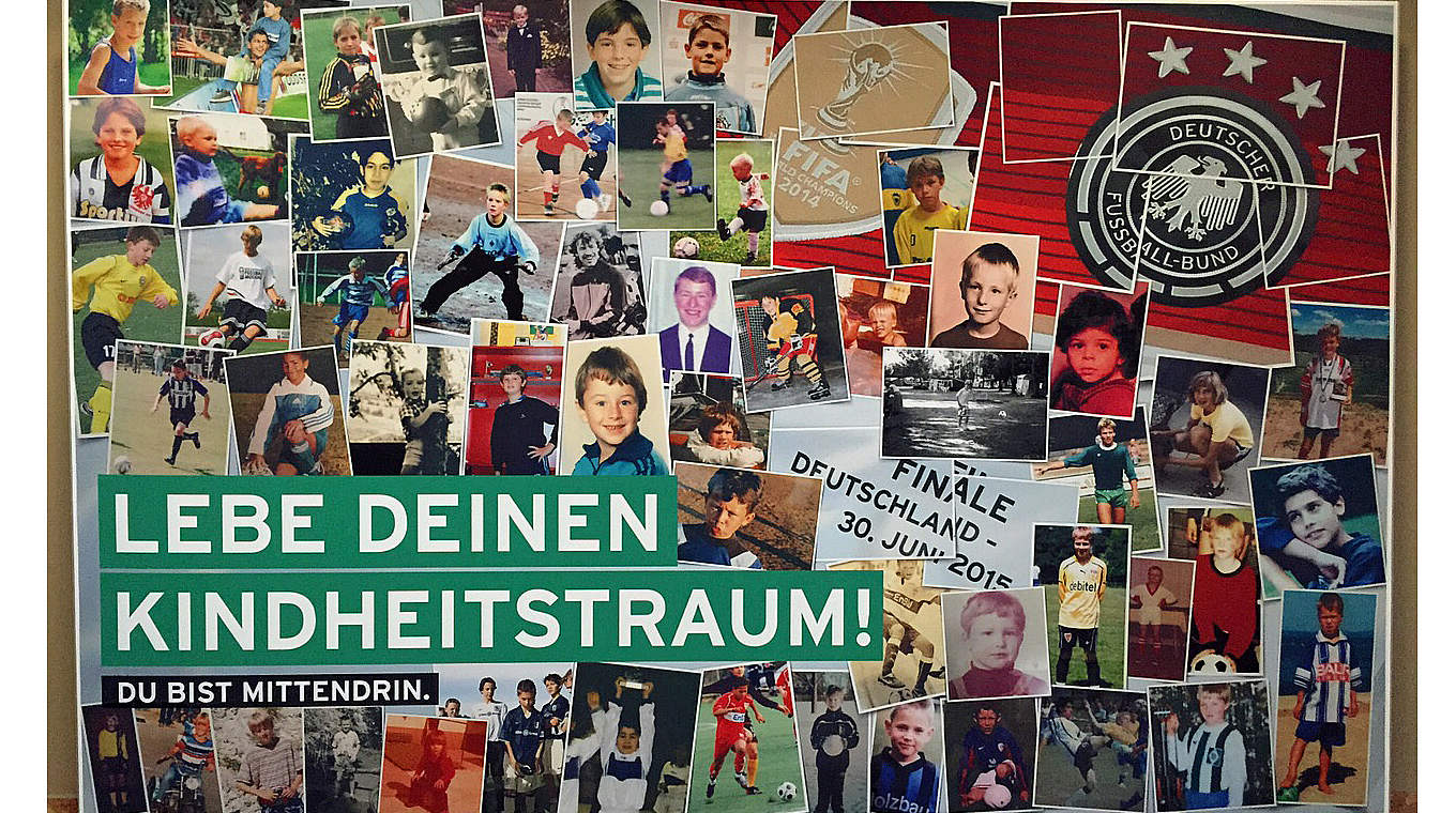 Collage im Teamhotel: die U 21-Spieler und Bilder aus der Kindheit © DFB