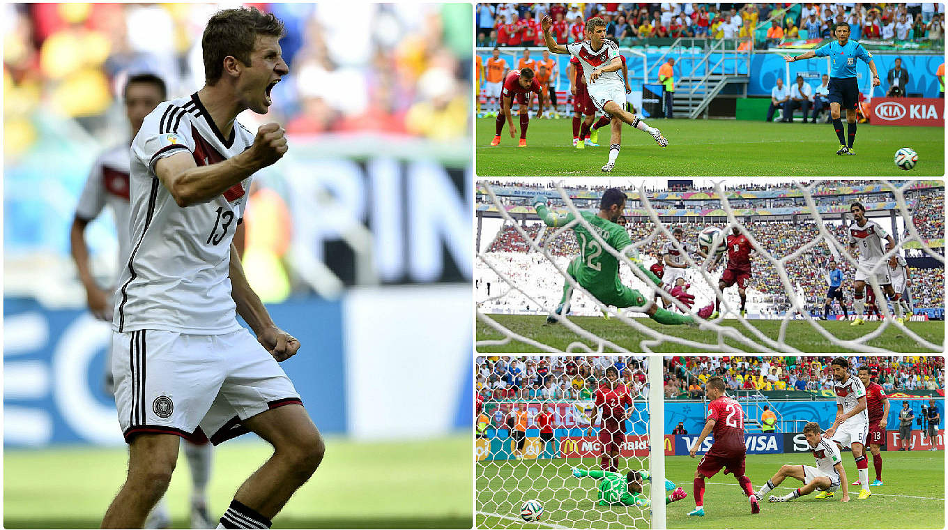 Drei Tore zum WM-Auftakt: Thomas Müller wird in Salvador zu Portugals Albtraum © imago/DFB