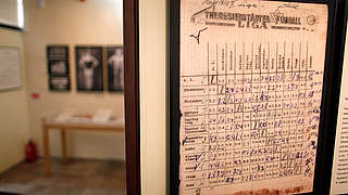 Ausstellungsstück: ein Nachweis über Ligenbetrieb in Theresienstadt © 2012 Getty Images
