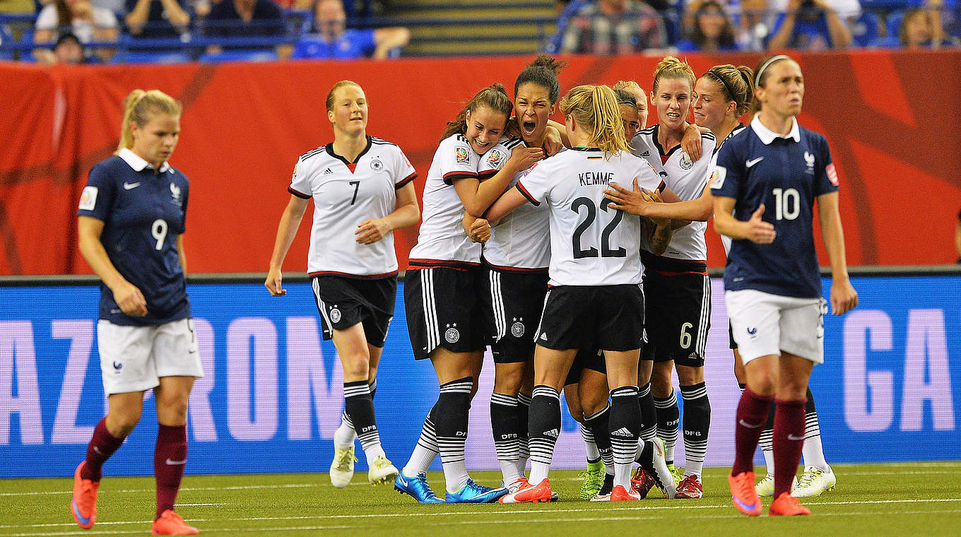 Germany celebrate Sasic's late equaliser © 2015 FIFA