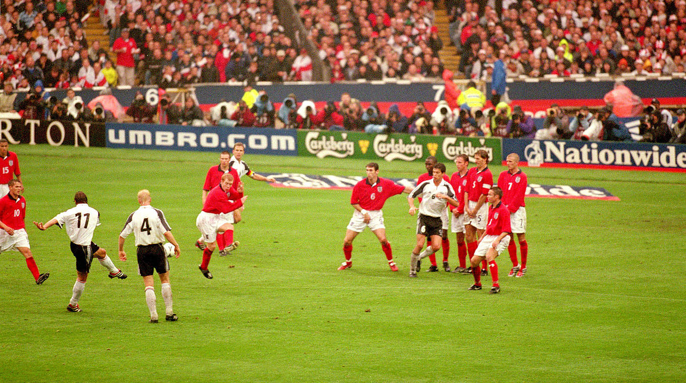 The final goal at the old Wembley came from the boot of Dietmar Hamann in a 1-0 in 2000.  © Michael Steele /Allsport