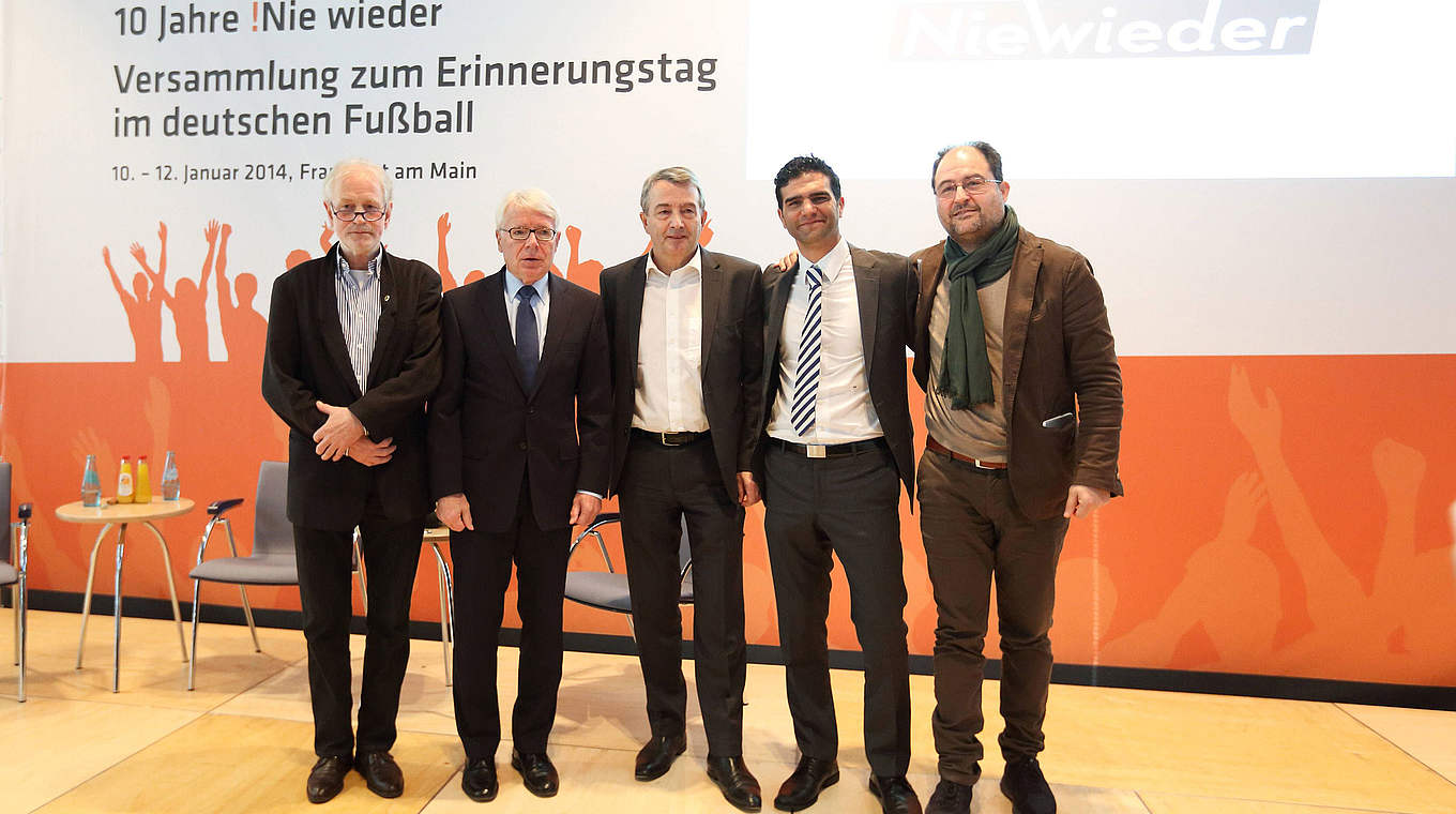 Schulz, Rauball, Niersbach, Meyer und Pacifici (v.l.): "Nie wieder!" © imago/Martin Hoffmann