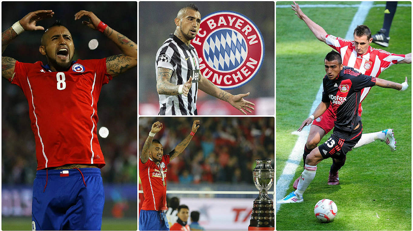 Copa-Sieger 2015 mit Chile (l./u.M.), bei Juve und mit Bayer gegen Bayern 2011 (r.): Vidal © imago/DFB