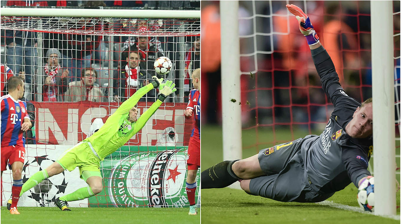 Bayern keeper Neuer (left) and Barcelona’s ter Stegen (right) are opponents again © Getty Images/imago/DFB